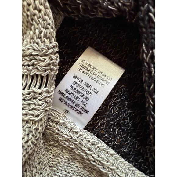 Helmut Lang Sweater Womens Small Gray Black Colorblock Open Knit SHK0073 Raglan - Picture 3 of 5